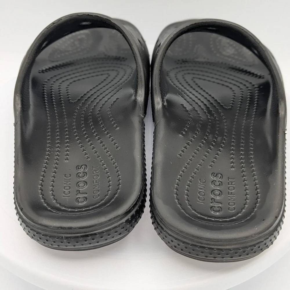 Crocs‎ Classic Slide Black Sandals Mens 6 Womens 8 Slip On Iconic Comfort Foam